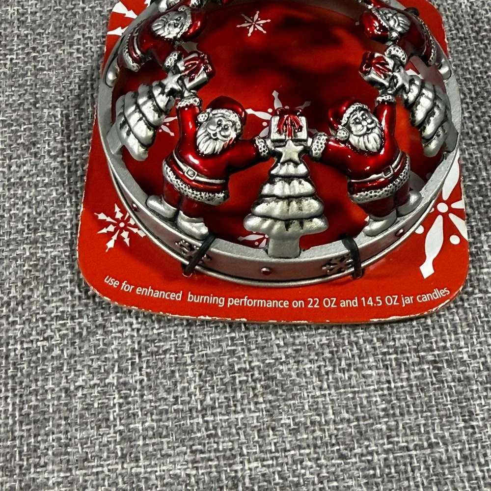 Yankee Candle Illuma-Lid Santa Christmas Tree Jar Topper Red Silver New Holiday